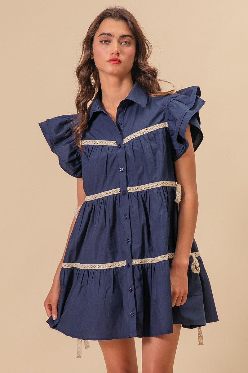 cotton poplin tiered dress Oscar de la Renta Chin Dominican Mixed-cotton Poplin Tiered Dress