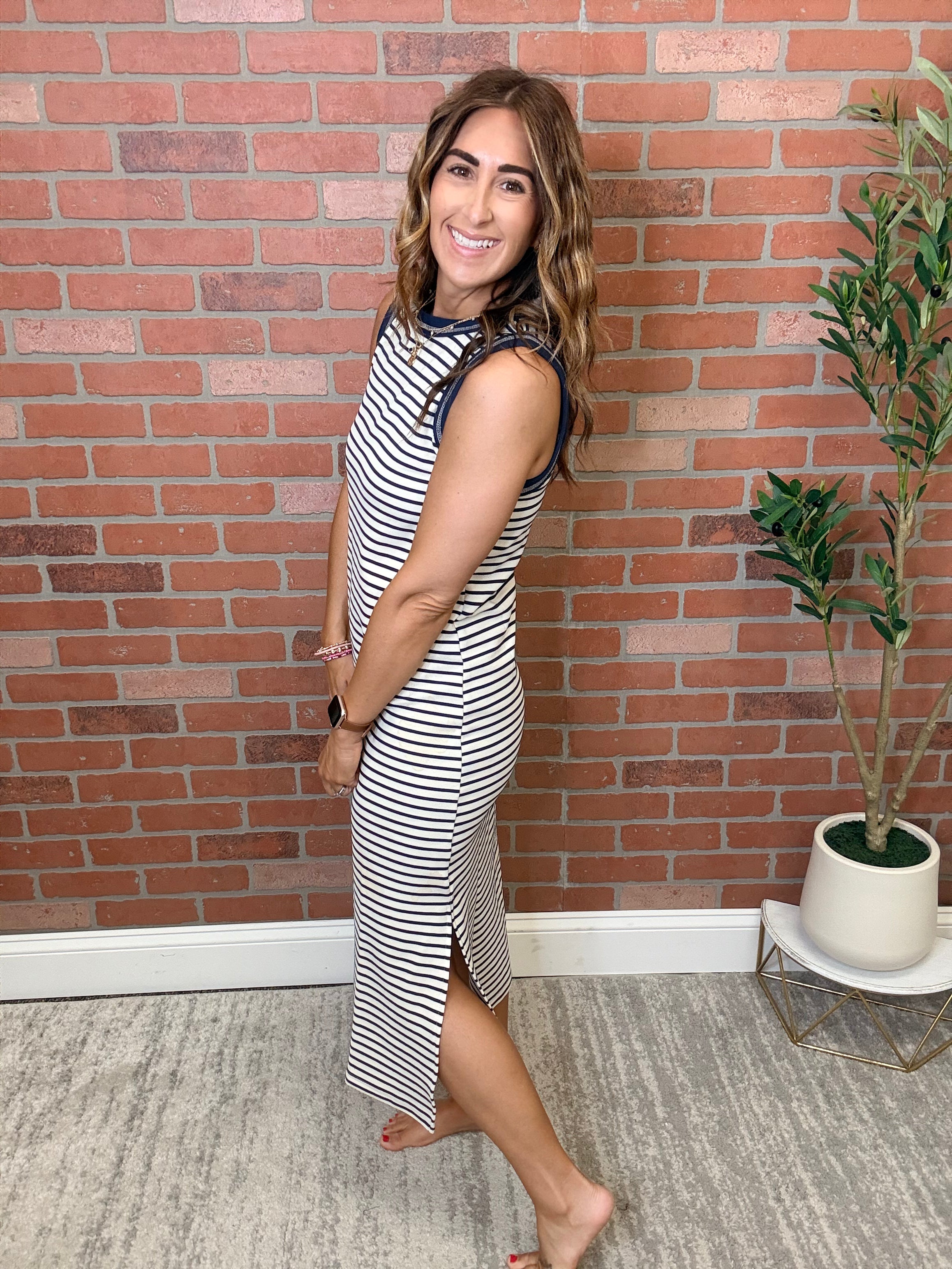 Striped Knit Midi Dress | Mainstream Boutique Hudson Striped Knit Midi Dress | Mainstream Boutique Hudson